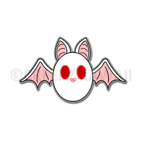 White Baby Bat - 3 Inch Weatherproof Vinyl Sticker - Creepy Kawaii